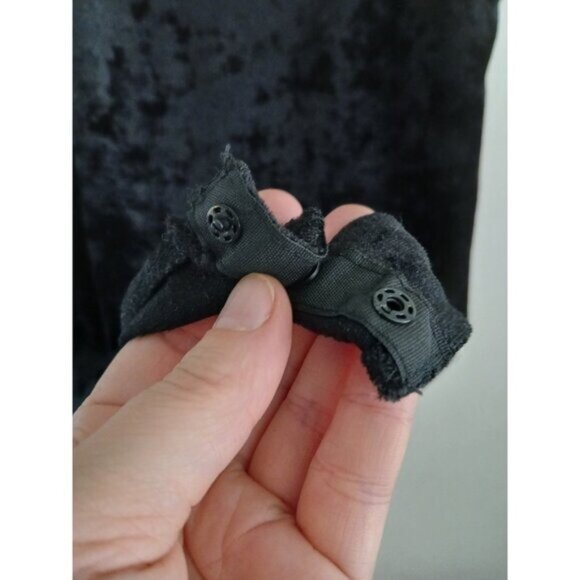 Heart & Hips Womens Med Black Crushed Velvet Lace Bodysuit Gothic Glam Strappy - Picture 5 of 9